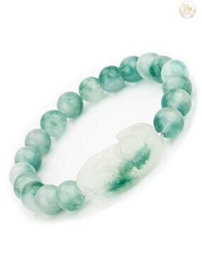 Handmade Natural Jade Bracelet Gold Plated Pi Xiu Lucky Charm Feng Shui Wealth